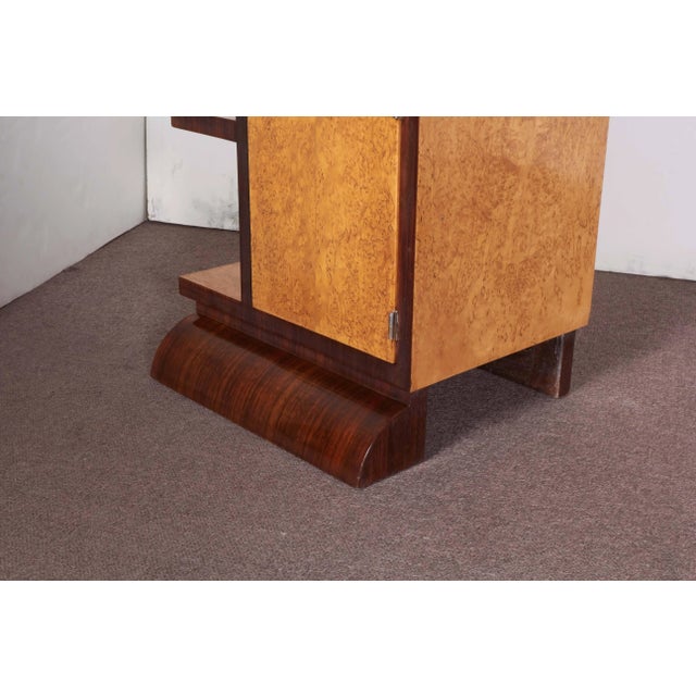 Minimalist Narrow Modular Reversible Desk in Two Tone Wood and Nickel For Sale - Image 9 of 12