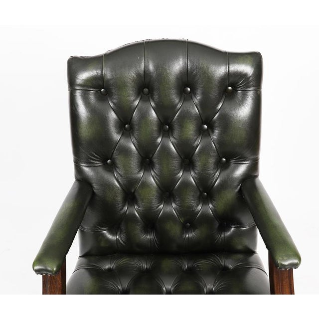 Vintage English Green Gainsborough Leather Desk Chairs, Set of 2 For Sale - Image 6 of 15