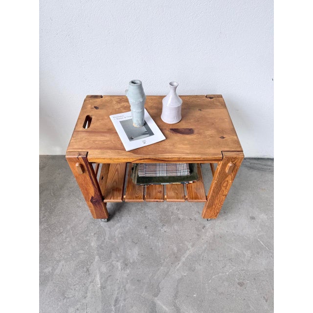 Pine Serving Cart on Casters, 1980s For Sale - Image 10 of 18