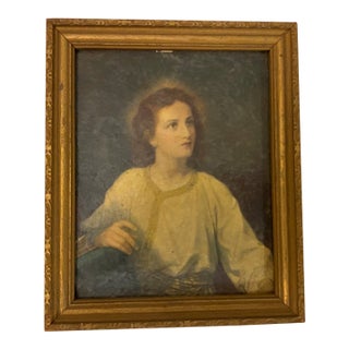Vintage Jesus at Twelve by Heinrich Hofmann Print on Board Antique Frame For Sale