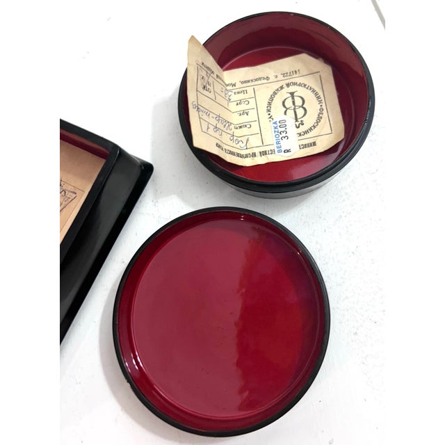 Pair of Hand Painted Vintage Lacquer Boxes For Sale - Image 10 of 12