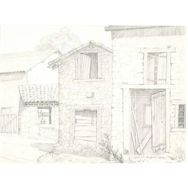 Glimpse of Billiat is a original pencil drawing on paper, realized around 1960s by the French artist André Roland Brudieux...