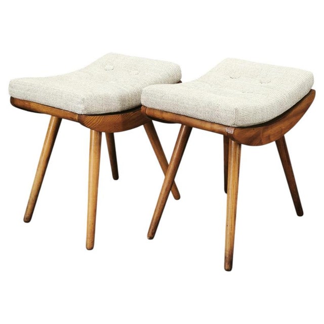 Mid-Century Modern Beech Stools, Czechoslovakia, 1960s, Set of 2 For Sale - Image 13 of 13