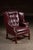 Mid 20th Century Tufted Leather Wingback Chesterfield Armchair With Ottoman in Oxblood For Sale - Image 4 of 15