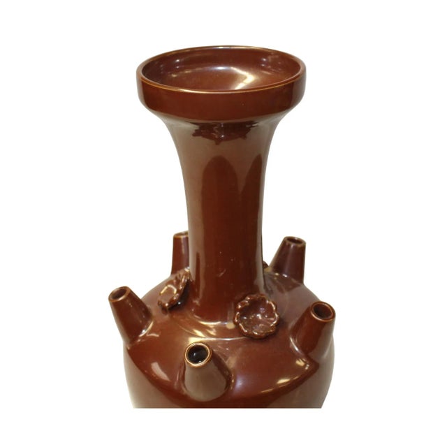 Chinese Ware Blood Brown Glaze Ceramic Jar Vase Display Art For Sale - Image 4 of 6