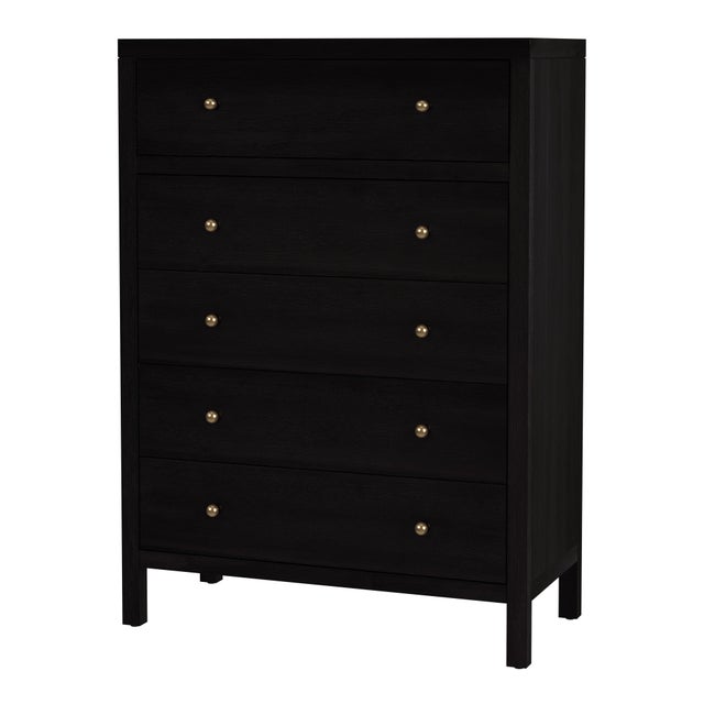 Black Nora 36 in. W Rectangular Wood 5 Drawer Tall Dresser, Antique Coffee For Sale - Image 8 of 8