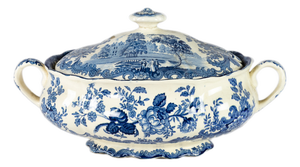 Avon Scenes Tureen in Blue Staffordshire, 1920s