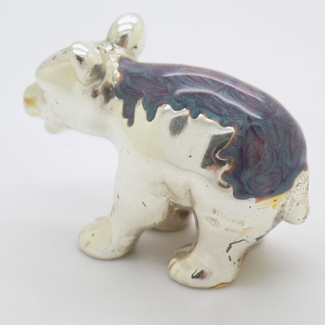 Vintage Italian Sterling Silver 925 and Purple Enameled Bear Cub Miniature from Ottaviani, Rome, 1980s For Sale - Image 3 of 15