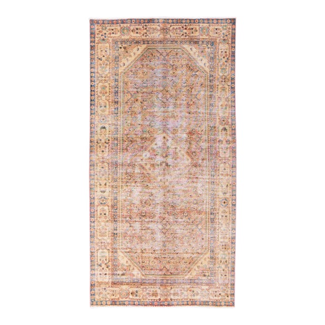 Vintage Malayer Handmade Persian Allover Pattern Pink Wool Rug For Sale