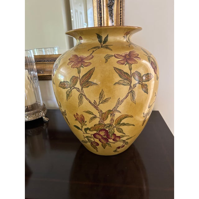 Transitional Speer Collectibles Large Gold Floral Vase For Sale - Image 3 of 7