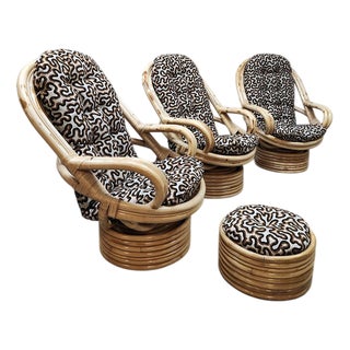 Vintage Bamboo Lounge Swivel Tilt Chairs from Axel Enthoven, 1970s For Sale