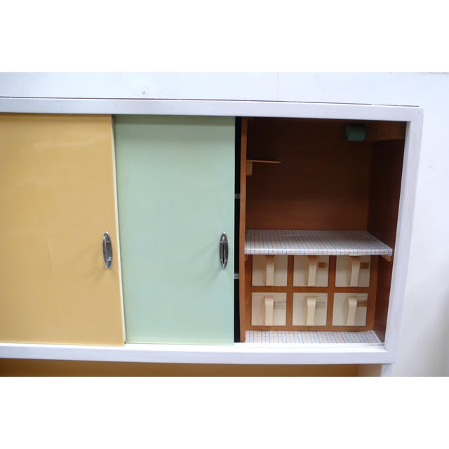 Vintage German Kitchen Cabinet with Sliding Doors in Multi Colors, 1950s For Sale - Image 9 of 14