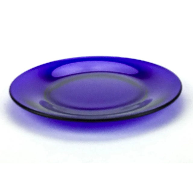 Small size 6”x 6” pickle or butter/condiment plate made in France during the 60’s. These plates are deep cobalt blue with...