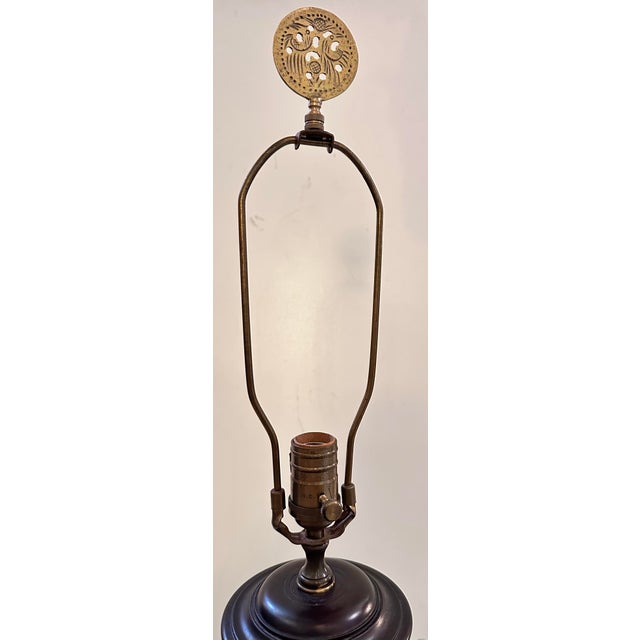 Vintage Celadon Table Lamp With Dragon and Bird Motifs For Sale - Image 9 of 11