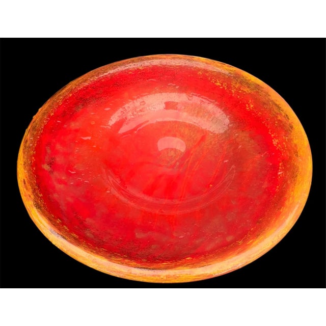 Red Vintage Swirls Multicolor Heavy Novica Glass Wide Fruit Bowl Murano Style, Brazil For Sale - Image 8 of 9