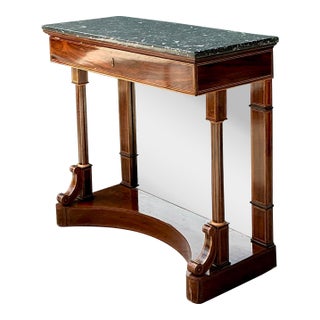 Vintage Stone Top Flame Mahogany Pier Table For Sale