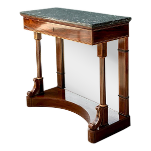 Vintage Stone Top Flame Mahogany Pier Table