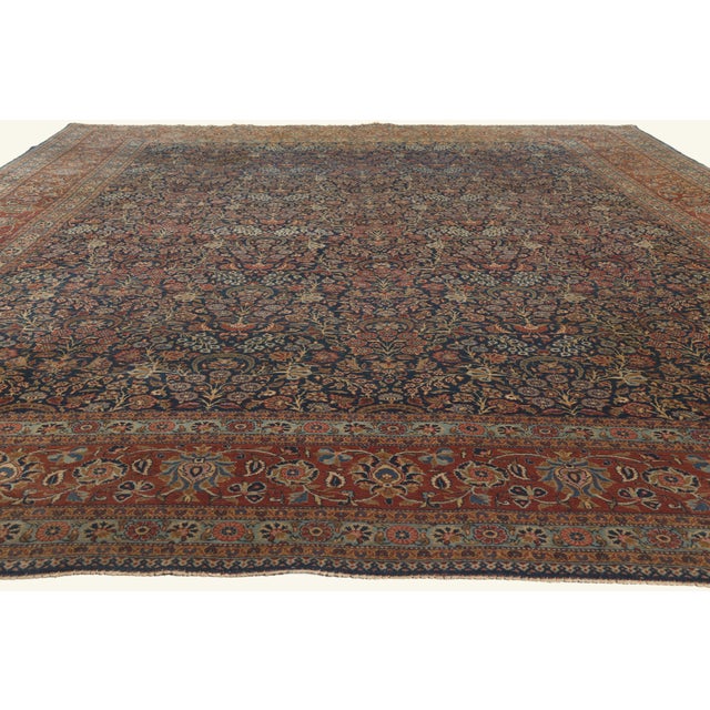 Baroque Antique Persian Kashan Rug, 10'01 X 13'04 For Sale - Image 3 of 10