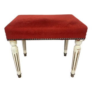 Vintage French Stool in Fabric For Sale
