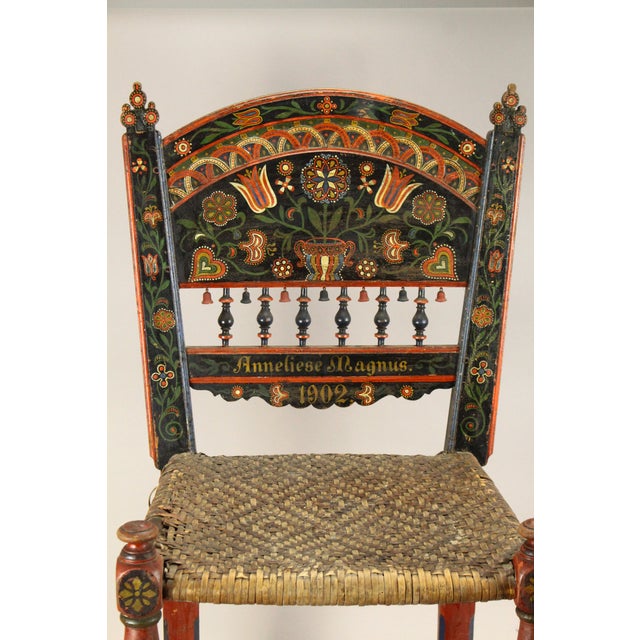 Dated 1902 German Schwälmer Folk Art Wedding Chair For Sale - Image 13 of 18