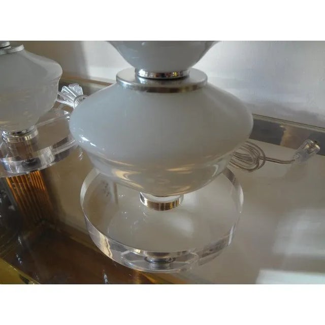 Mid-Century White Murano Glass Lamps-Pair For Sale In Houston - Image 6 of 10