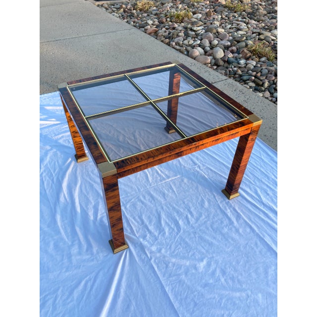 Metal Lucite Glass Panel End Table in Faux Tortoiseshell For Sale - Image 7 of 12