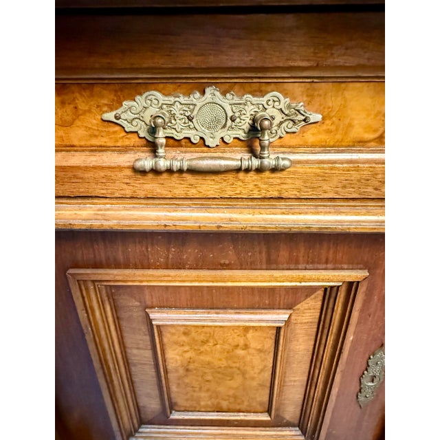 Brown French Antique Marble Top Walnut Sideboard For Sale - Image 8 of 12
