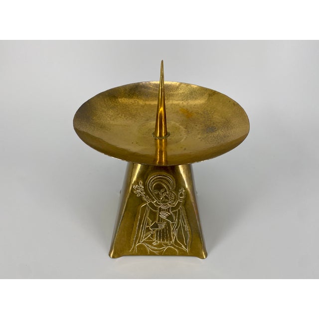 Brutalist Candle Holder with Madonna and Child Motif, 1960s For Sale - Image 6 of 9