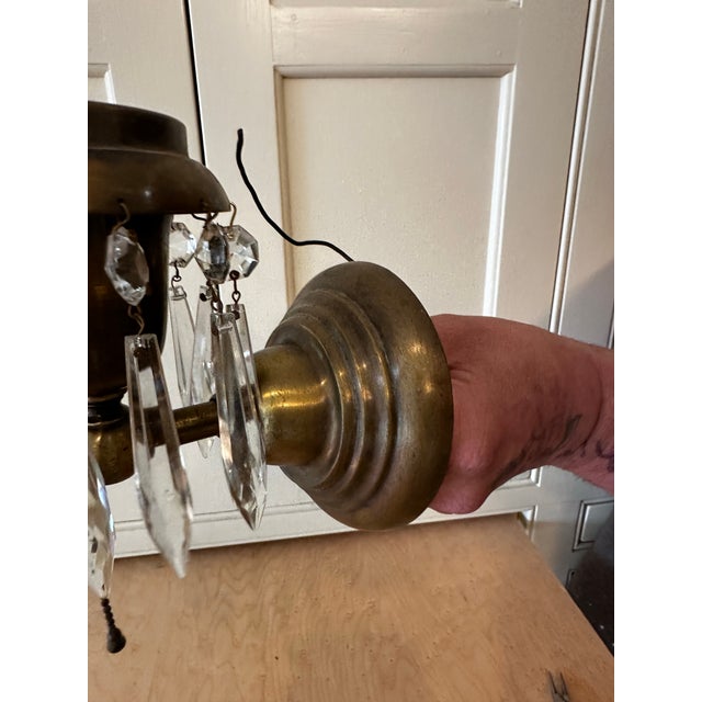 American Vintage Oil Rubbed Bronze Wall Sconces With Prisms - a Pair For Sale - Image 3 of 5