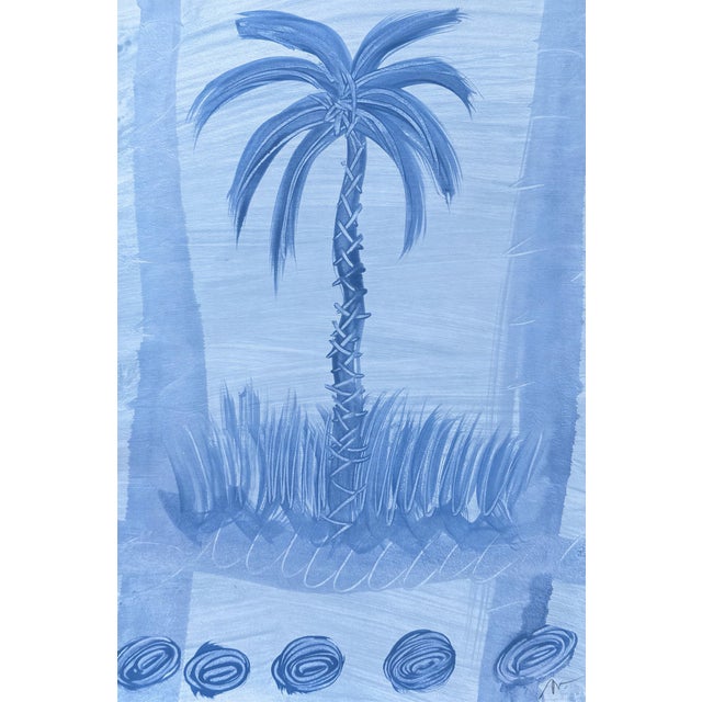 Abstract original palm tree painting unframed on watercolor paper measuring 9 inches x 12 inches. By Charleston based...