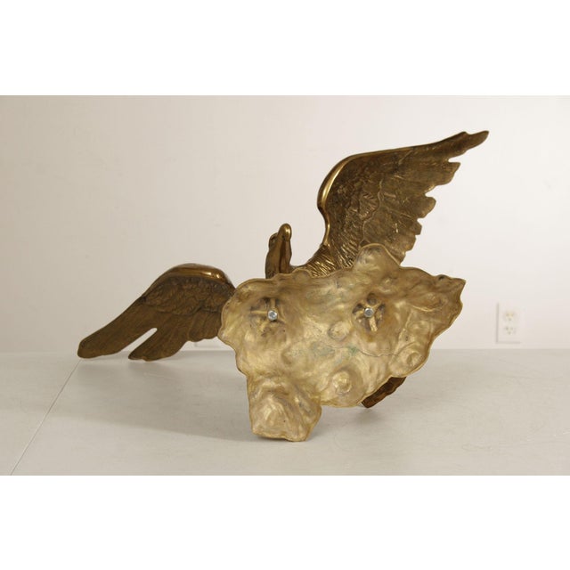 Large Vintage Brass Eagle Statue For Sale - Image 10 of 12