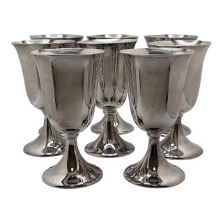 Midcentury f.b. Rogers Silverplate Holloware Wine or Water Goblets, Set of 8 For Sale