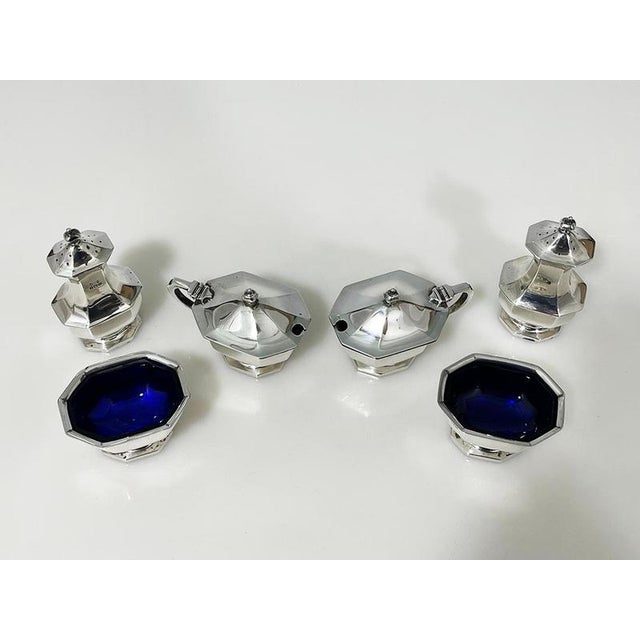 English Silver Condiment Set attributed to Mappin & Webb, Birmingham, 1927, Set of 6 For Sale - Image 3 of 8