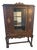 Antique Colonial Revival Walnut Mirrored Display Cabinet With Drawer, C. 1920s For Sale