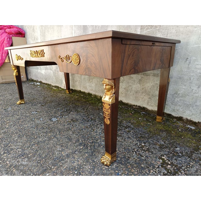 Empire Desk in Bronze and Leather, 1950s For Sale - Image 12 of 18
