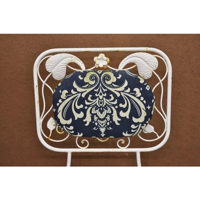 Art Nouveau Mid 20th Century Vintage Art Nouveau Style Floral Wrought Iron Garden Dining Chairs - Set of 4 For Sale - Image 3 of 12