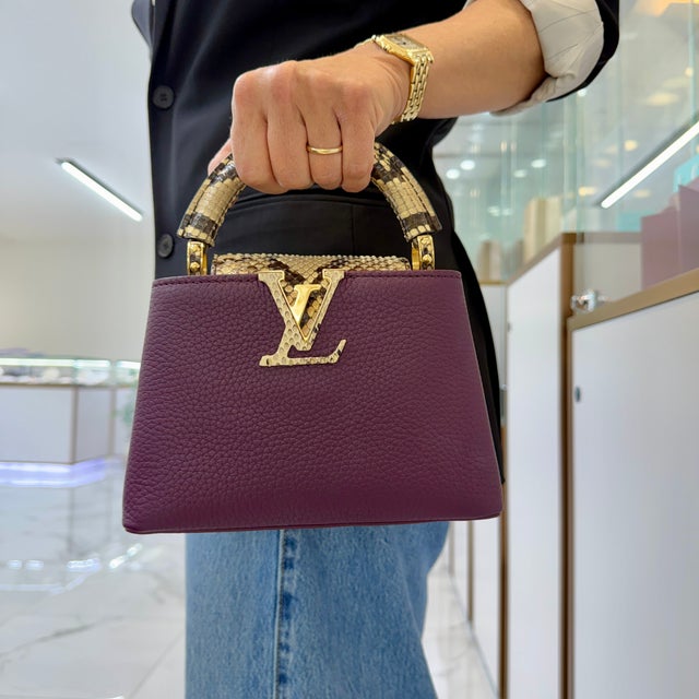 Louis Vuitton Capucines Mini Taurillon Leather Python Gold Hardware Tote Bag For Sale - Image 10 of 10