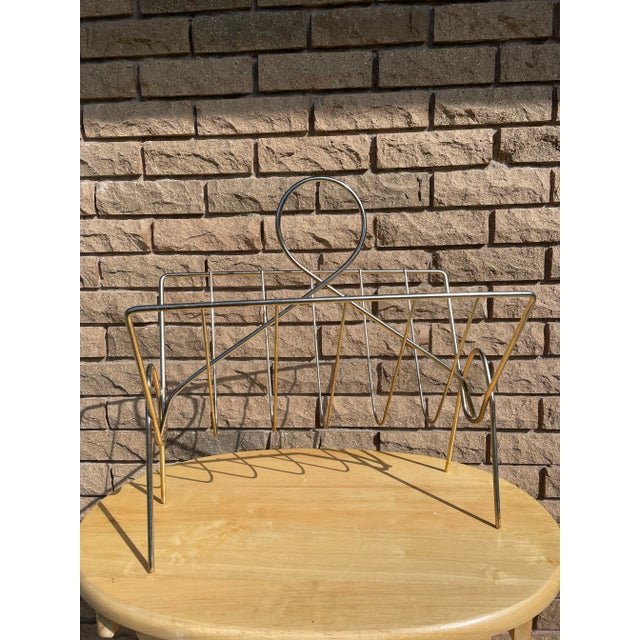 Metal Vintage Mid Century Modern Magazine Rack For Sale - Image 7 of 7