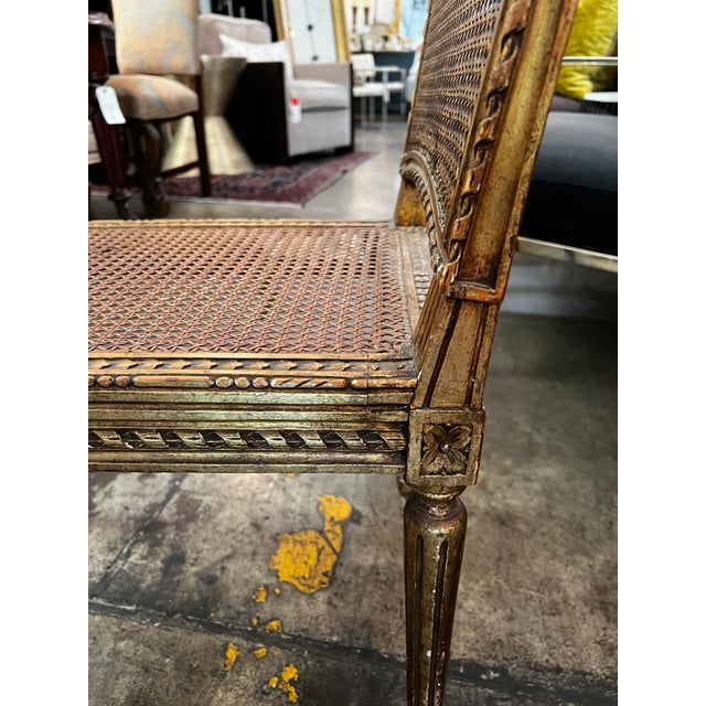 Antique French Caned & Gilded Vanity Bench For Sale - Image 4 of 6
