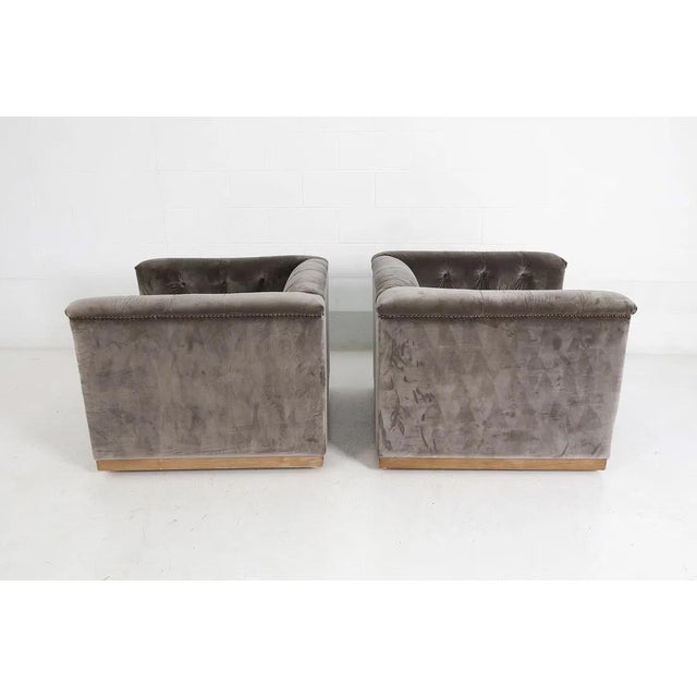 Textile Pair Four Hands Tufted Velvet Maxx Lounge Chairs For Sale - Image 7 of 18