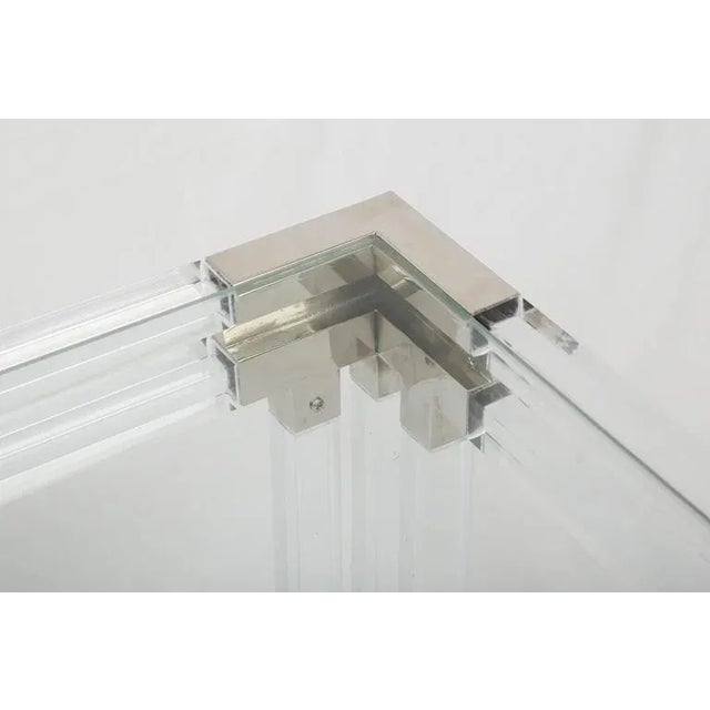 Metal 1970s Charles Hollis Jones Style Lucite Coffee Table For Sale - Image 7 of 8