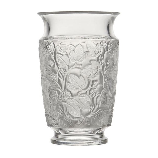 Estate French Lalique Deauville crystal vase. This crystal vase is signed Lalique France. The Lalique vase is in the...