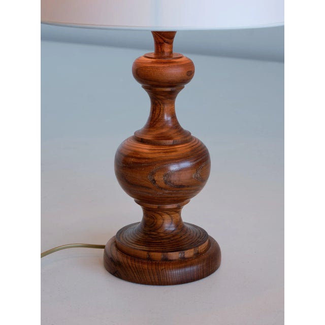 1950s French Modern Oak Table Lamp with Ivory Shade, 1950s For Sale - Image 5 of 10