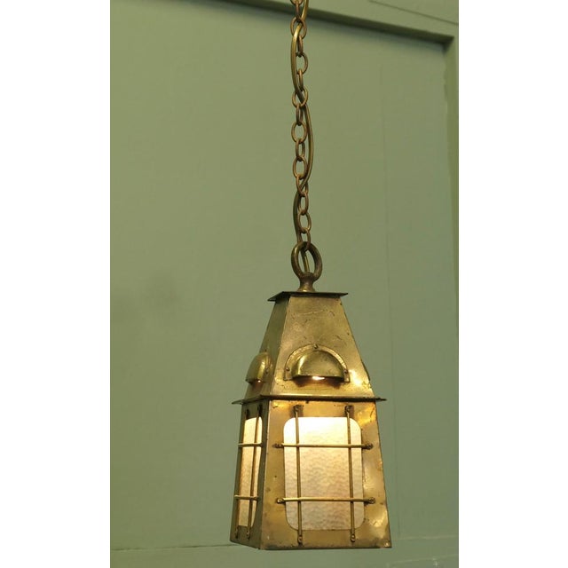 Arts and Crafts Brass Hall Lantern, 1920s For Sale - Image 3 of 8