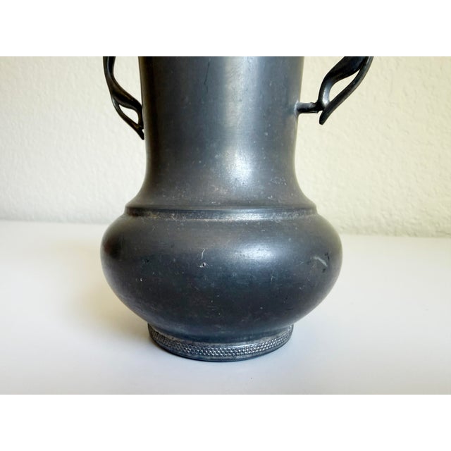 Art Deco Pewter Vase With Greyhound Handles For Sale - Image 10 of 11