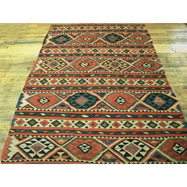 Early 20th Century Caucasian Kuba Flat-Weave Carpet 5'4" x 8'8" - 163 x 264 Antique Caucasian - Kilim Caucasian Flat Weave...
