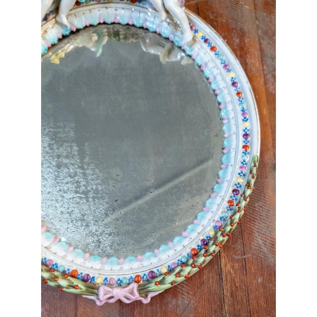 Late 19th Century 19th Century Dresden German Porcelain Mirror With Cherubs, Sitzendorf Mark For Sale - Image 5 of 17
