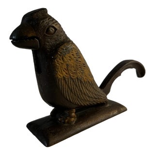 Antique 1900s Cast Iron Painted Bird Nutcracker For Sale