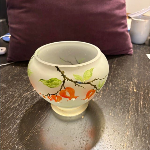 1920s Antique Legras Art Nouveau Frosted Glass 6.25” Vase For Sale - Image 5 of 11