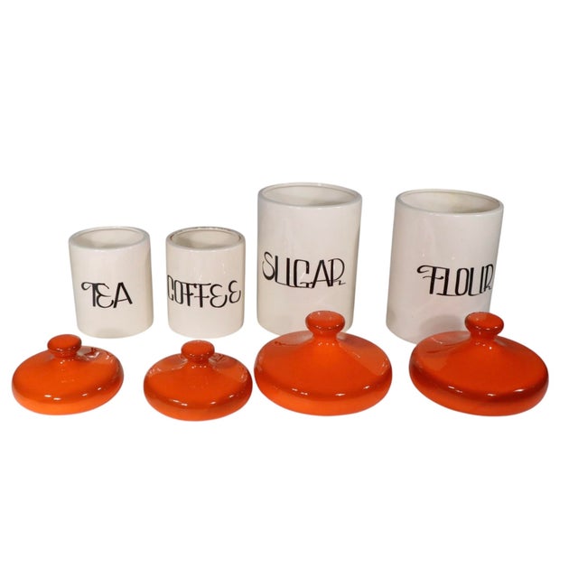 1970s 1970s Set of Four Mod Kitchen Canisters by Holiday Designs For Sale - Image 5 of 6